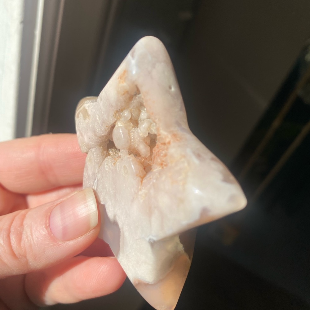 Flower Agate Star with Druzy - Picture 3 of 9